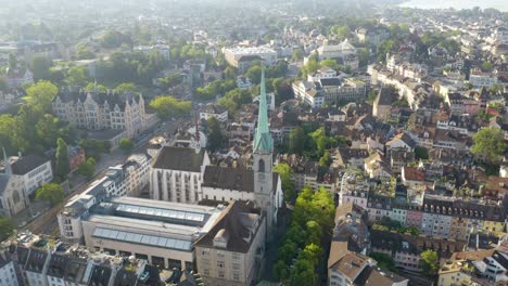 Aerial-Circling-Shot-Above-Predigerkirche-Church