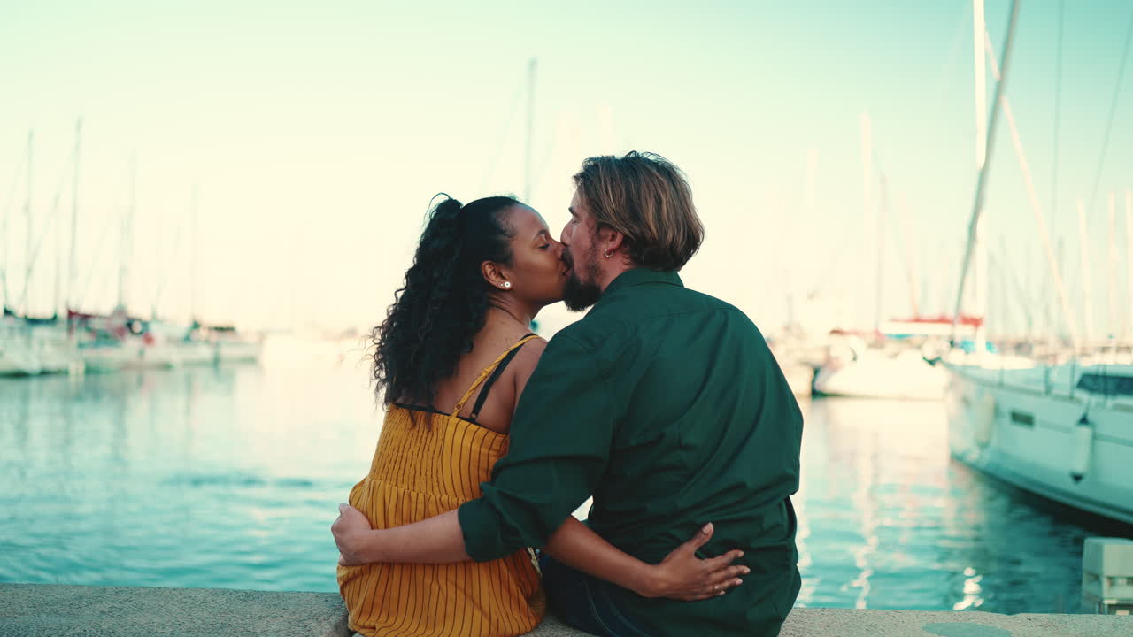 Couple Embracing at the Marina