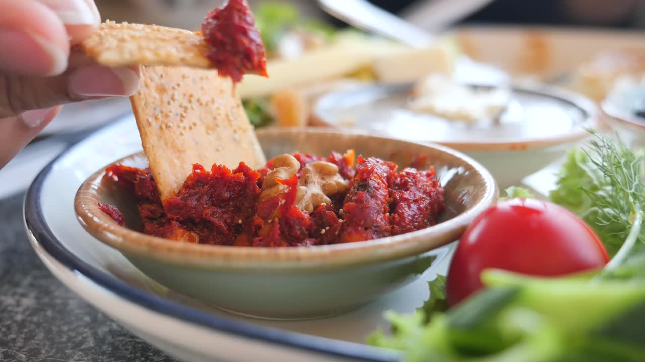 Turkish Meze with Crackers and Salad