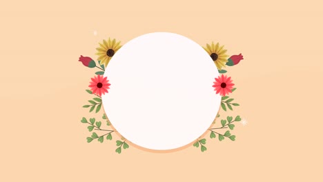 flores de primavera en un marco circular