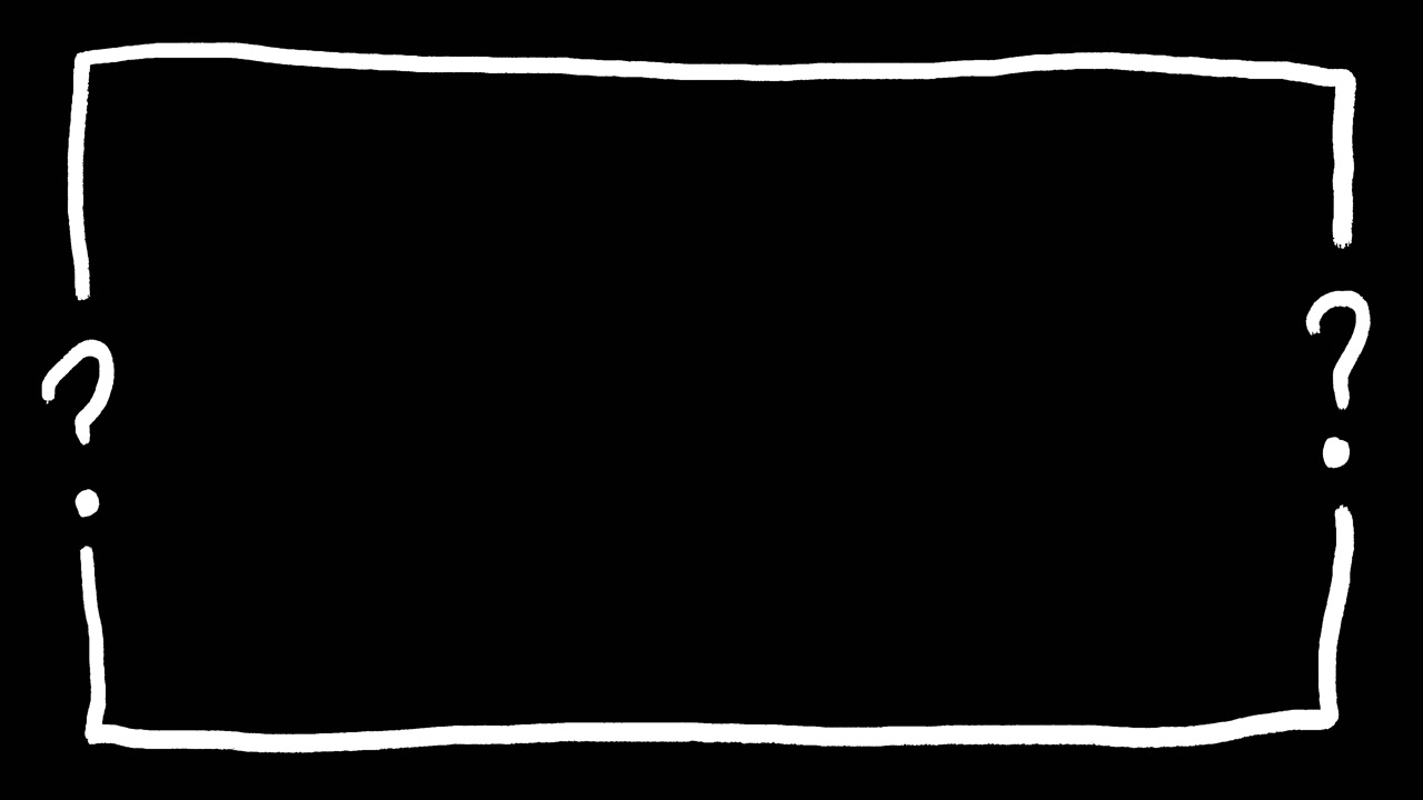 Minimalist Black Screen with White Border and Question Marks