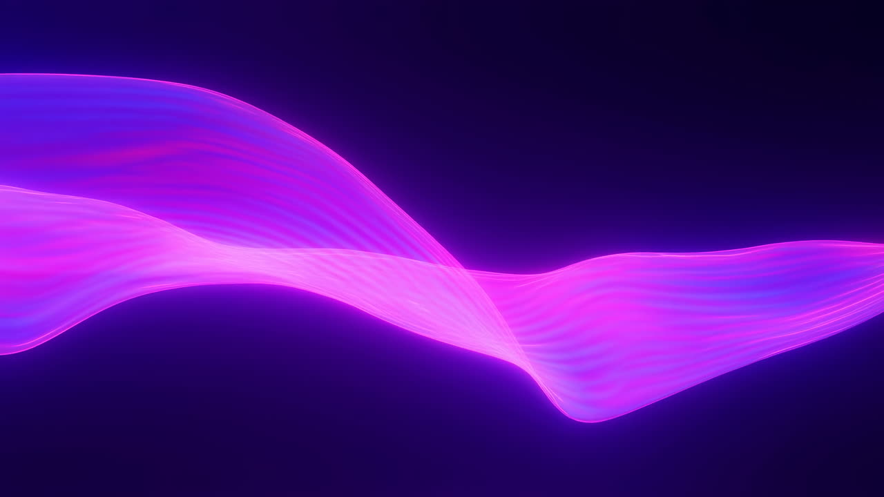 Abstract Neon Glowing Fluid Wave Flowing on Dark Background