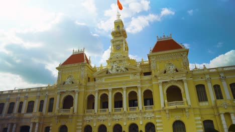 ho chi minh city hall in ho chi minh city, vietnam tracking shot. the french colonial building is as called ho chi minh city people's committee head office