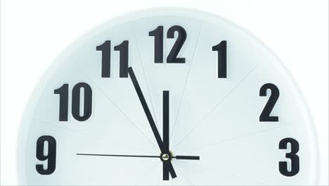 front view, time lapse, the white alarm clock shows the running of time.