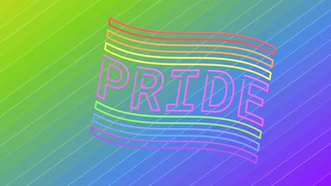 animación del texto de orgullo de neón sobre un fondo a rayas.