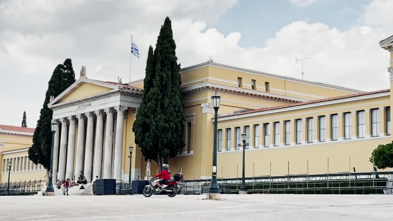 Iconic Zappeion Hall Building in Athens Under a Cloudy Sky