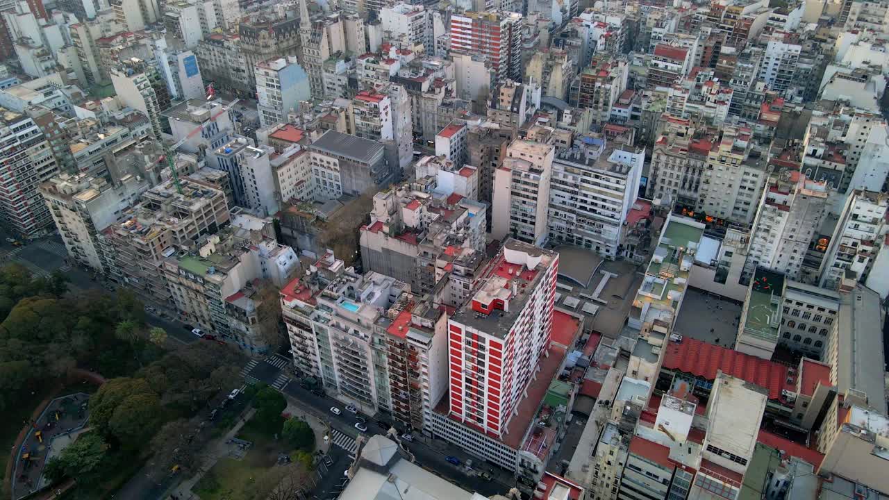 Buenos Aires residential urban city apartment concrete blocks South America aerial drone descend