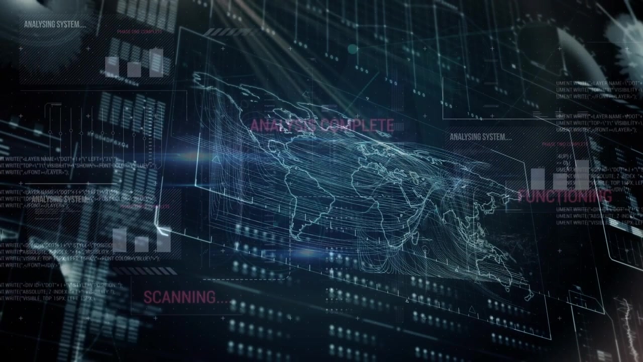Animation of data processing over world map