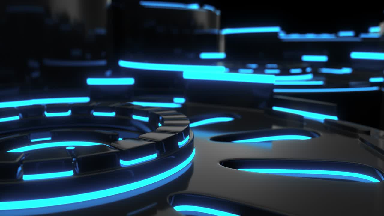 Technological background loop with blue glowing lines