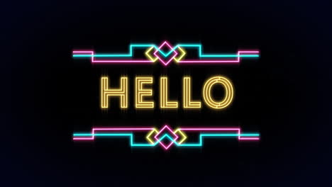 animación del texto de saludo sobre rastros de luz sobre fondo negro