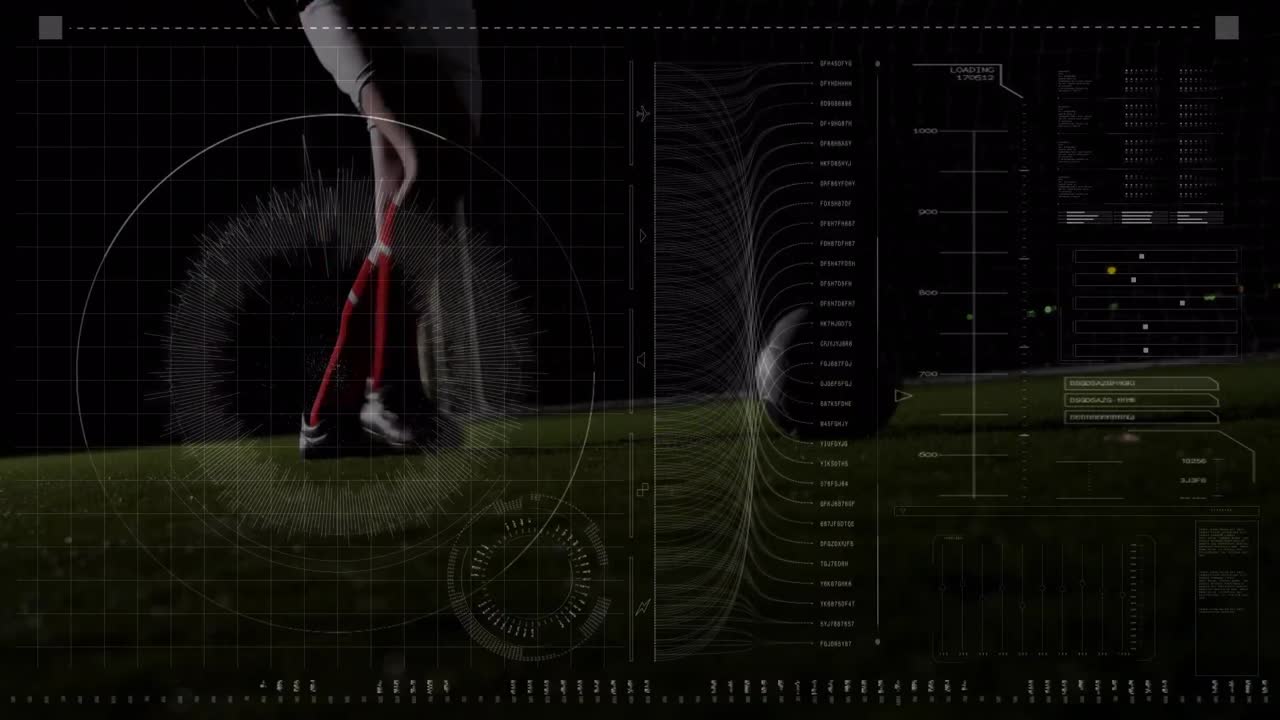 백인 남성 축구 선수에 대한 데이터 처리 애니메이션