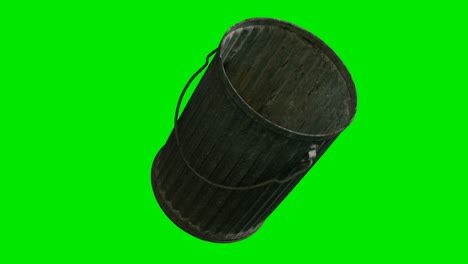 metal-trash-bin-on-green-chromakey-background