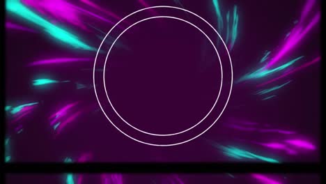 Animation-of-black-lines-and-circles-over-multicolored-abstract-pattern-in-background