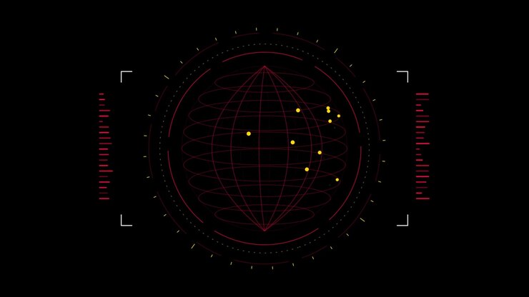 Digital Globe HUD Interface with Moving Data Points