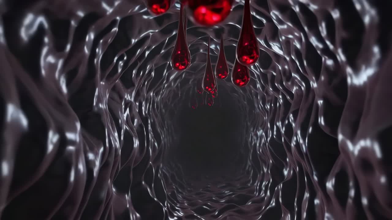 Abstract tunnel with red drops