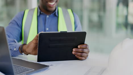 architect tablet, hands or man planning