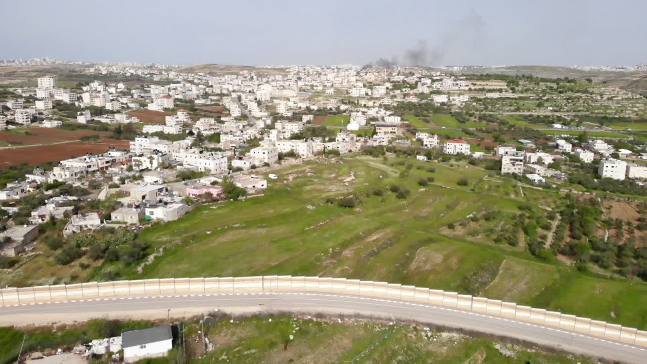 Flying over Israel Palestinian wall
