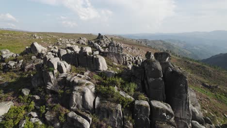 aerial circular view over rocks with curious shapes