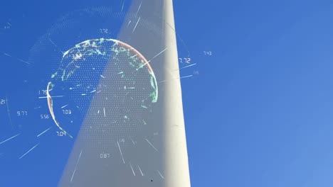 animation of globe over engineer and wind turbine