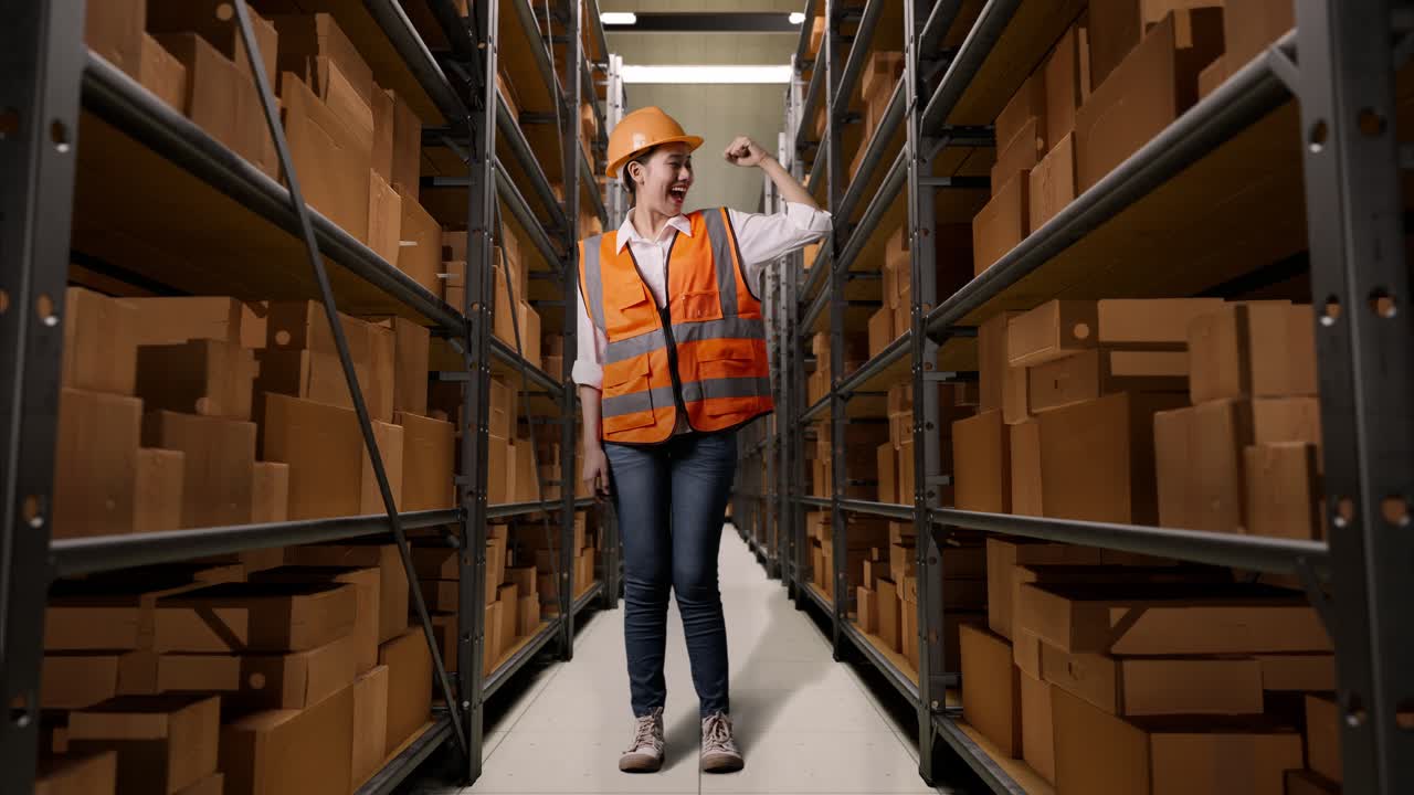 trabajador feliz del almacén