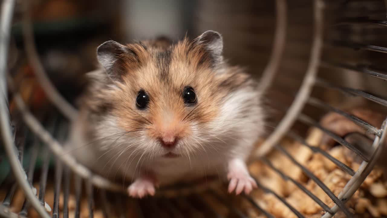 An Adorable Hamster Exploring Its Habitat in a Wheel, Showcasing Unique Fur Patterns and Playful Curiosity as It Interacts with Its Environment