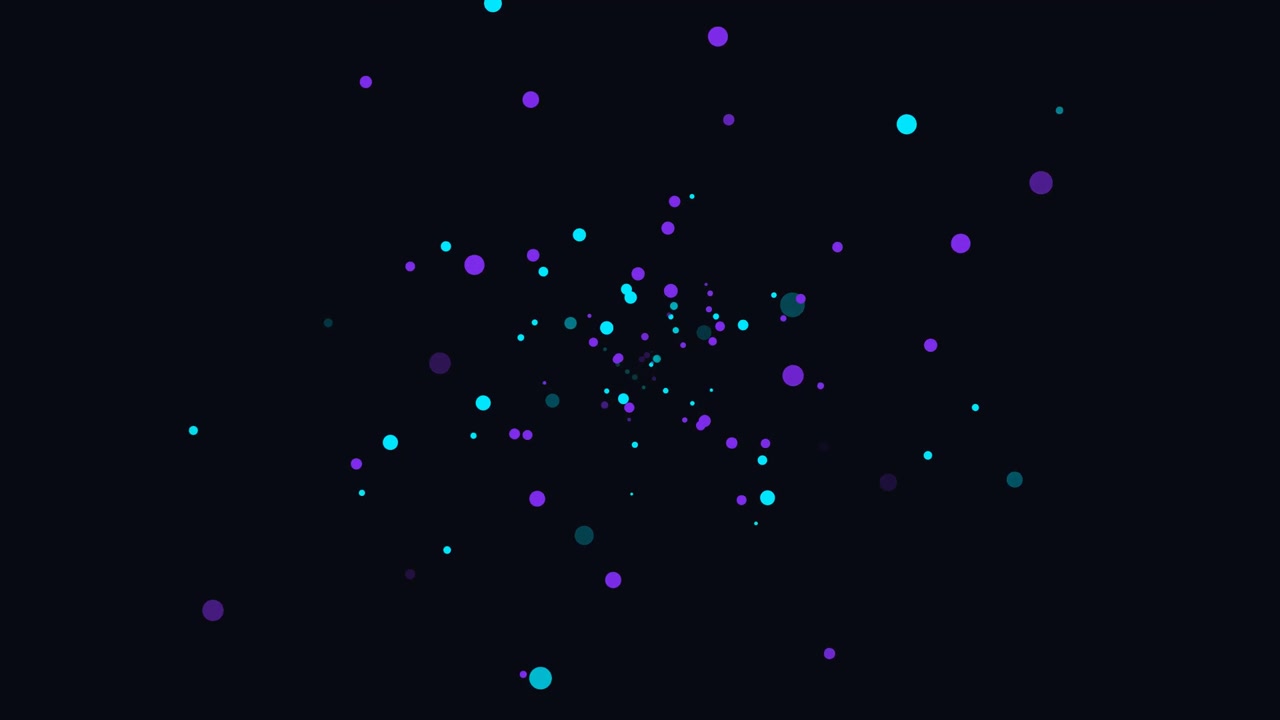 Abstract Motion Graphic of Floating Blue and Purple Particles