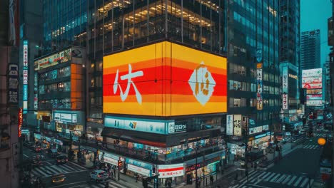cityscape at night with illuminated signs and buildings