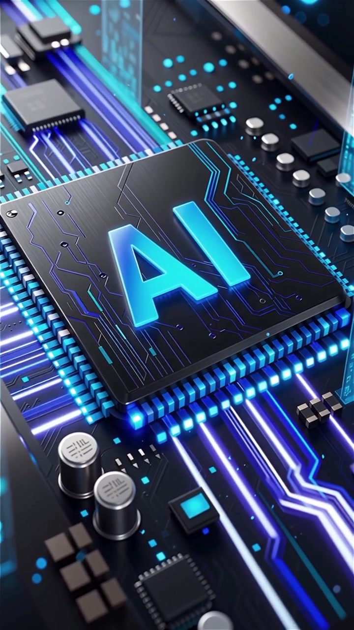 Futuristic AI Chip Motherboard Technology Background
