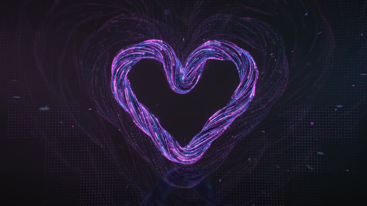 네온 반이는 심장 모양 3d 렌더링 원활한 루프 애니메이션