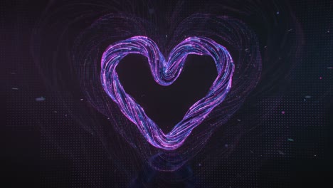 neon glow heart shape 3d render seamless loop animation