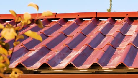 primer plano de un techo de baldosas rojas