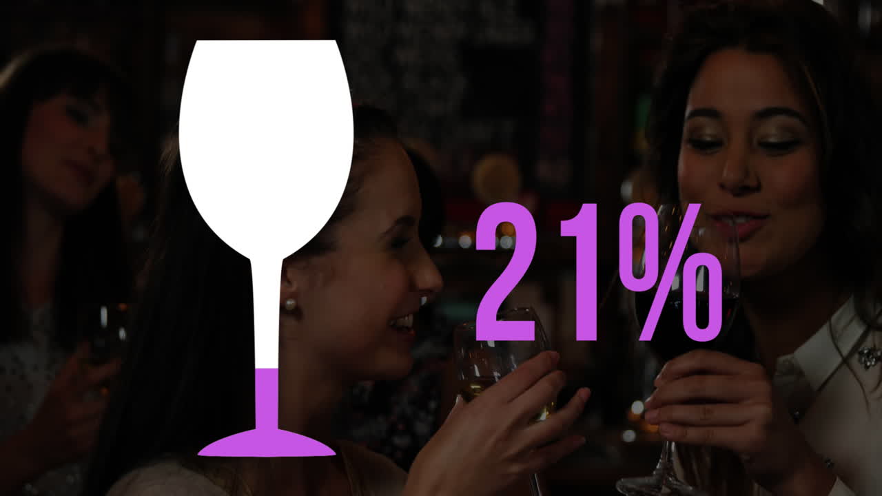 Wine glass and percentage filling in pink 4k