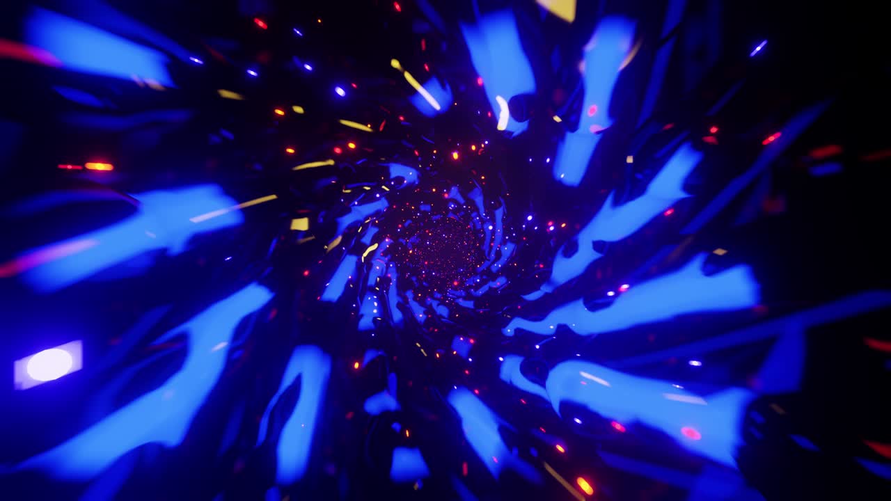 Modrý tunel s hypnotickými liniemi. Plynulá smyčková animace 001.