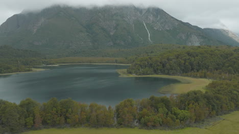 Gorgeous-wide-angle-aerial-view-of-the-incredible-mountain-landscape-near-the-Rio-Manso-River-in-Argentina