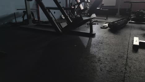 low angle view of the machines of an empty gym