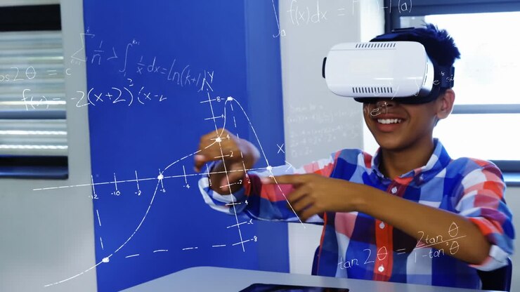 Scolaro con visore VR