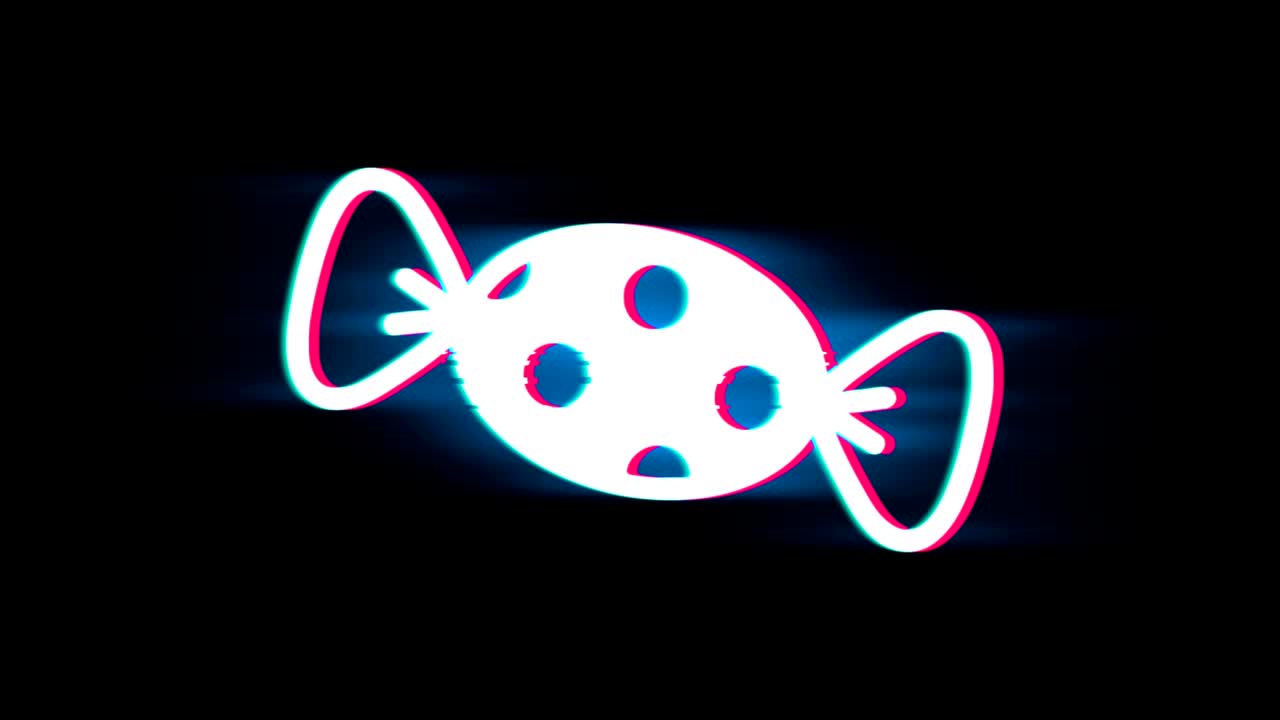 Candy Symbol on Glitch Retro Vintage Animation.