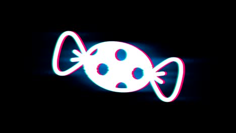 el símbolo del caramelo en la animación vintage retro de glitch.
