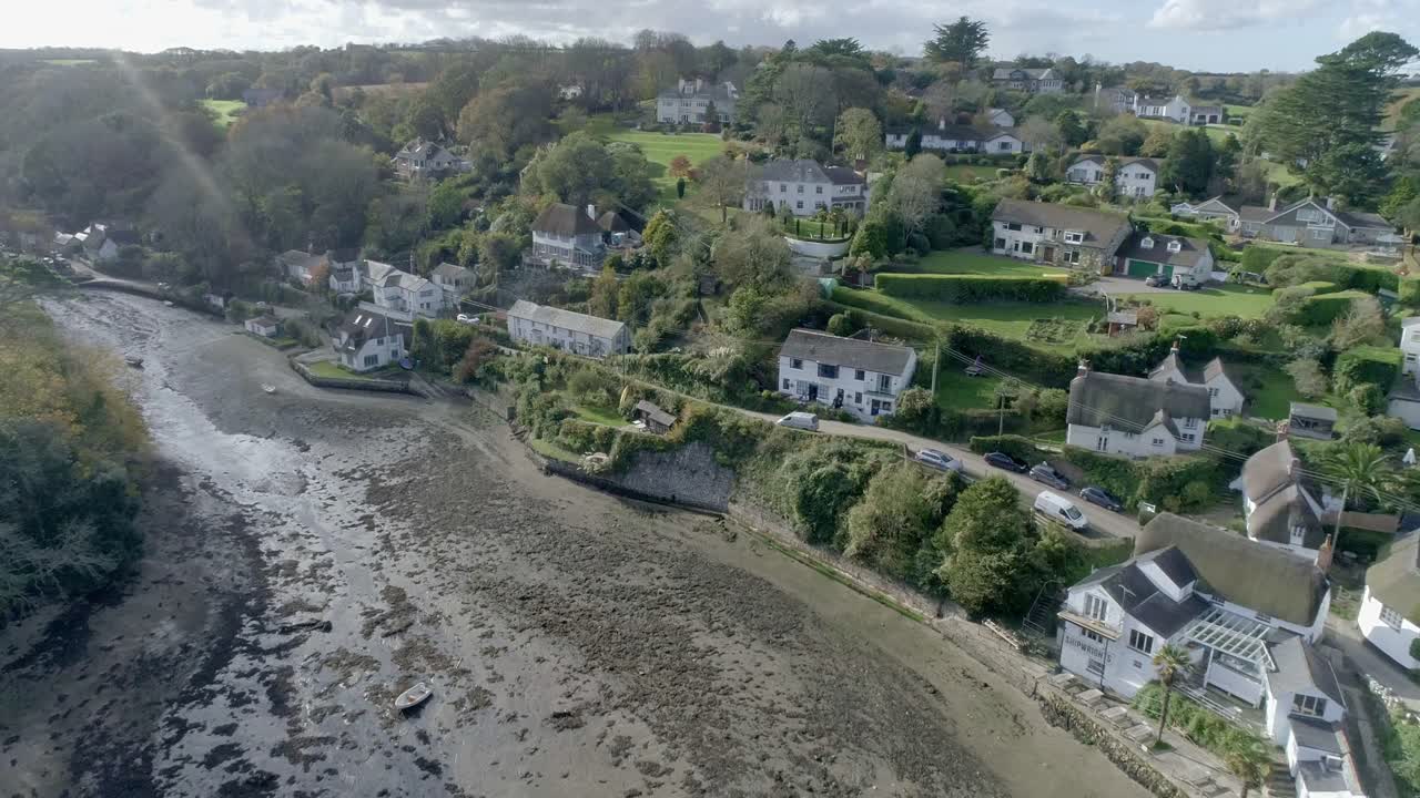 helford, cornwall, desde el aire, en una tarde soleada