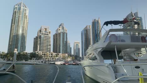 yacht view of dubai pov style tourism sunset and turning and floating