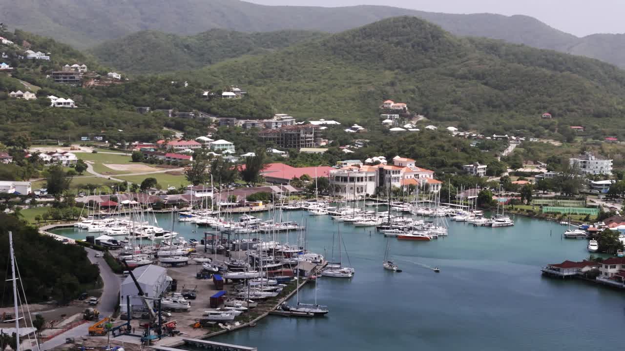 Luxury Marina and Yacht Harbor in Tropical Island Paradise