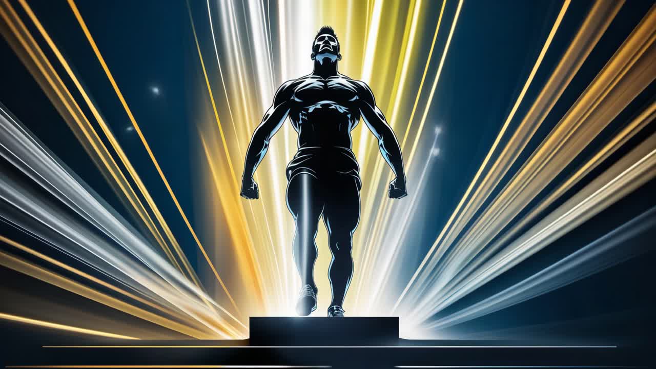 Silhouette of a muscular athlete