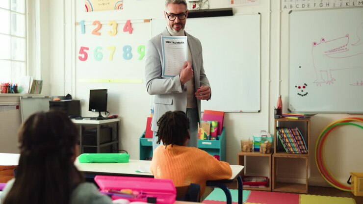 Teacher teaching students in a classroom