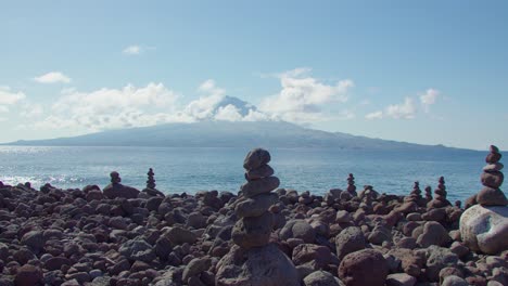 pico mountain view near the sea from san jorge island located in the azores archipelago