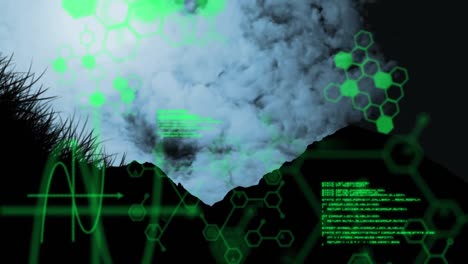 animación del procesamiento de datos sobre el cielo con nubes