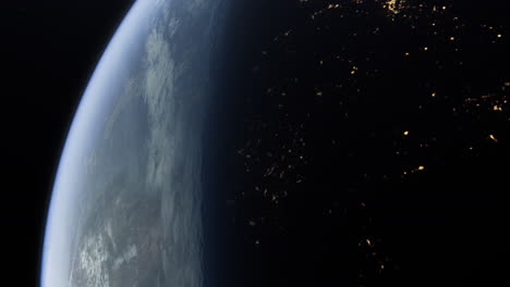 la tierra desde el espacio por la noche