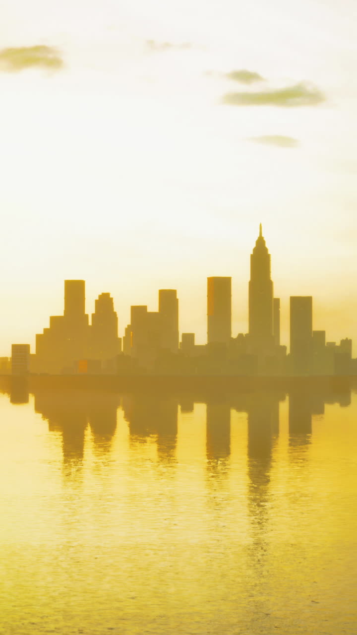 El horizonte de la ciudad de la hora dorada