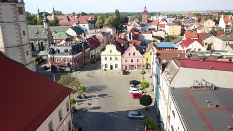 gothic town hall in the colorful historic town of glogowek in southern poland