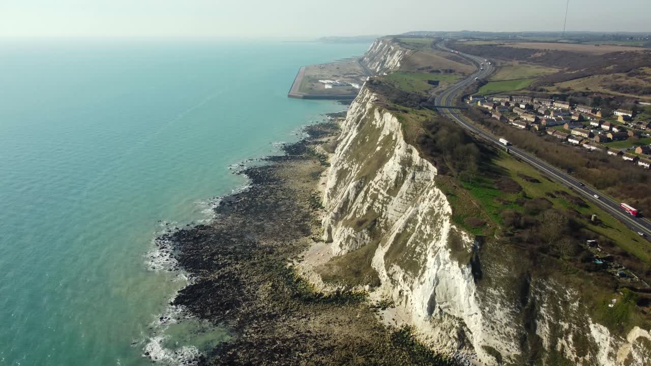 Aerial View of the White Cliffs of Dover Coastline
