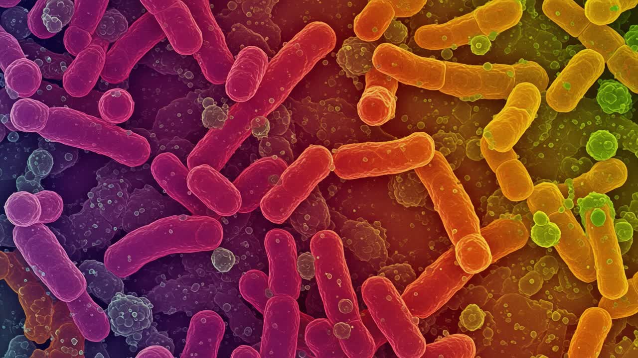 Microscopic Visualization of Colorful Bacterial Colonies: A Stunning Representation of Microbial Diversity Under High Magnification